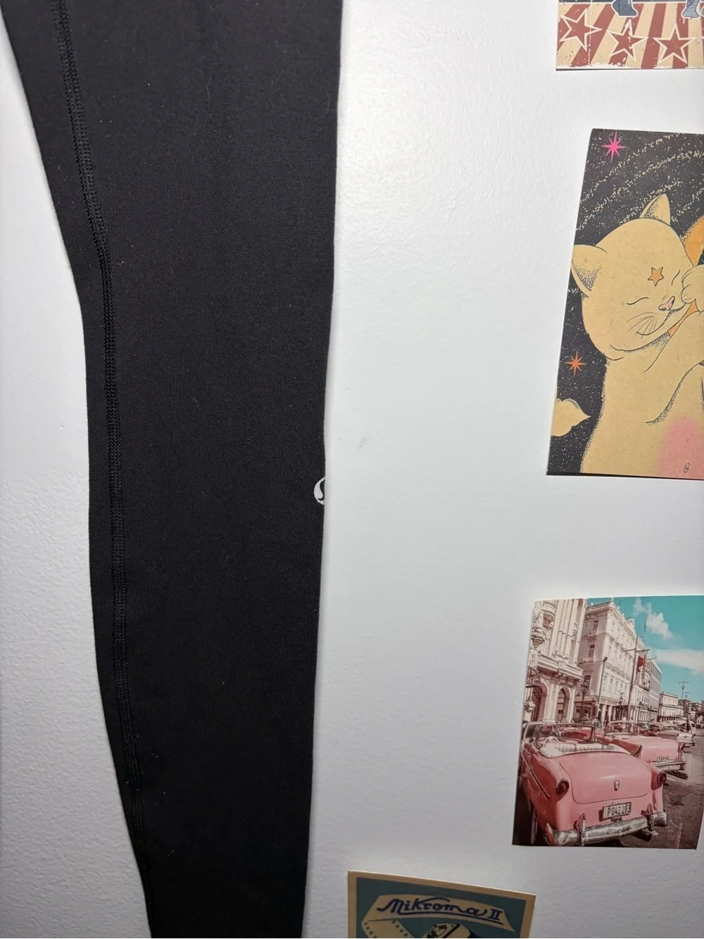lululemon athletica Black Leggings with Pink Fold-Over Waistband